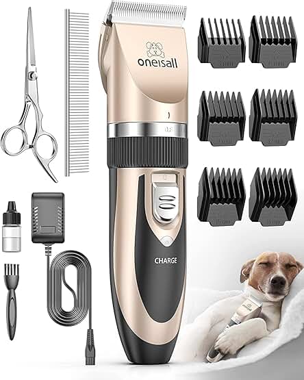 Sponsored Ad - oneisall Low Noise Dog Clippers Grooming Kit for Dogs Cats Pets